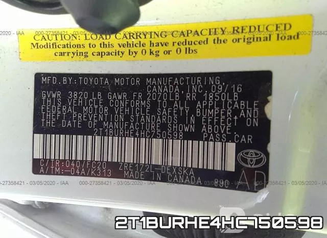 2T1BURHE4HC750598 фото 10