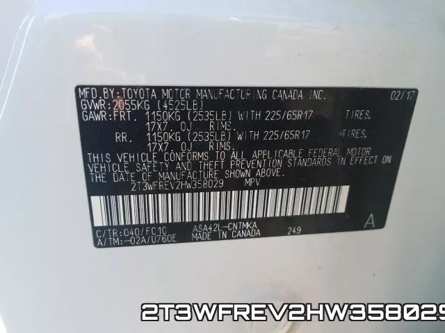 2T3WFREV2HW358029 фото 2