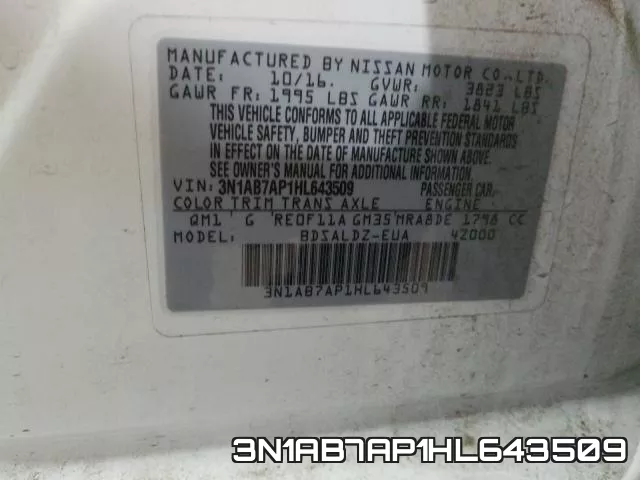 3N1AB7AP1HL643509 фото 2