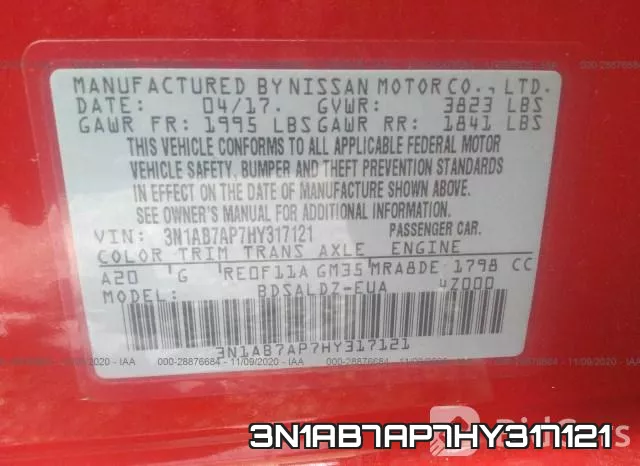 3N1AB7AP7HY317121 фото 9