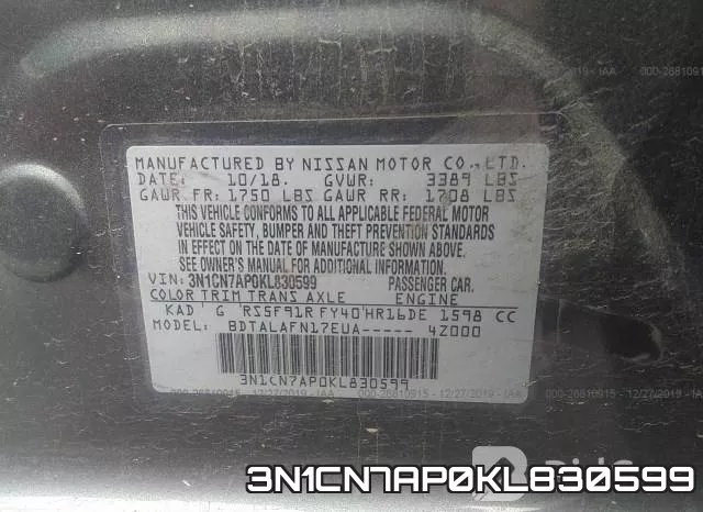 3N1CN7AP0KL830599 фото 10
