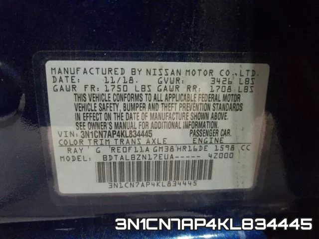 3N1CN7AP4KL834445 фото 2