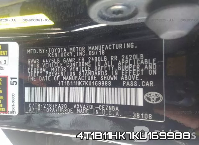 4T1B11HK7KU169988 фото 10