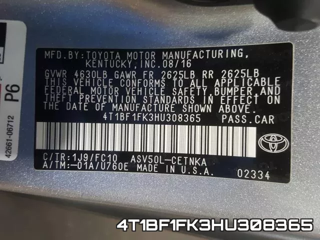 4T1BF1FK3HU308365 фото 2