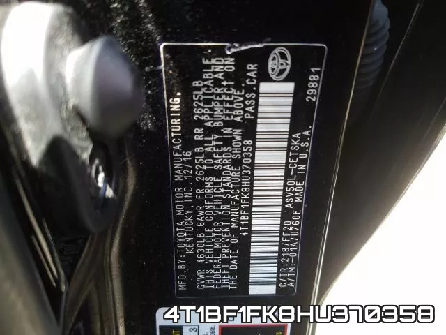 4T1BF1FK8HU370358 фото 2