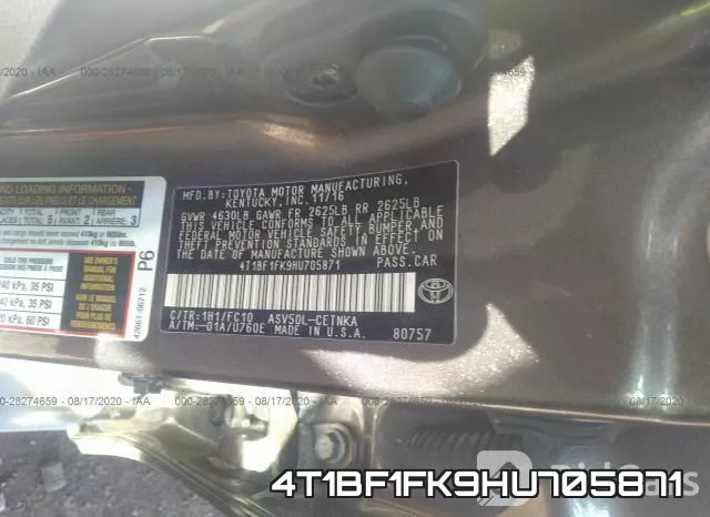 4T1BF1FK9HU705871 фото 10