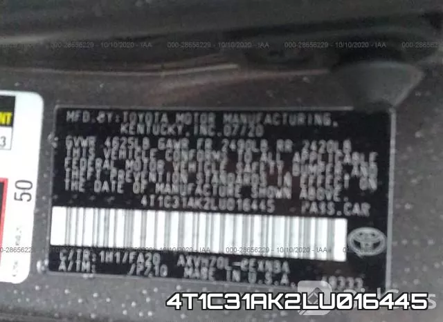 4T1C31AK2LU016445 фото 10