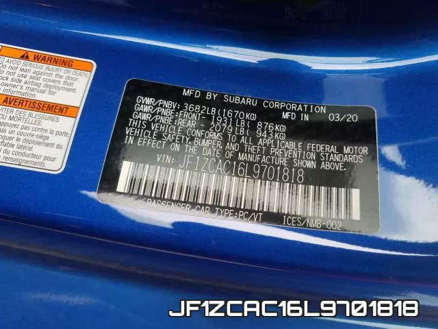 JF1ZCAC16L9701818 фото 2