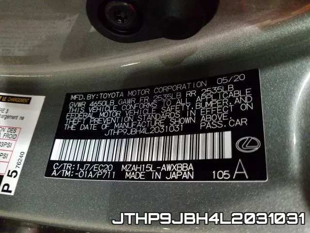 JTHP9JBH4L2031031 фото 2