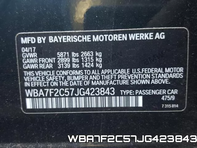 WBA7F2C57JG423843 фото 2