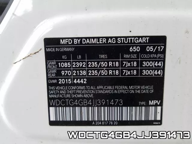 WDCTG4GB4JJ391473 фото 2