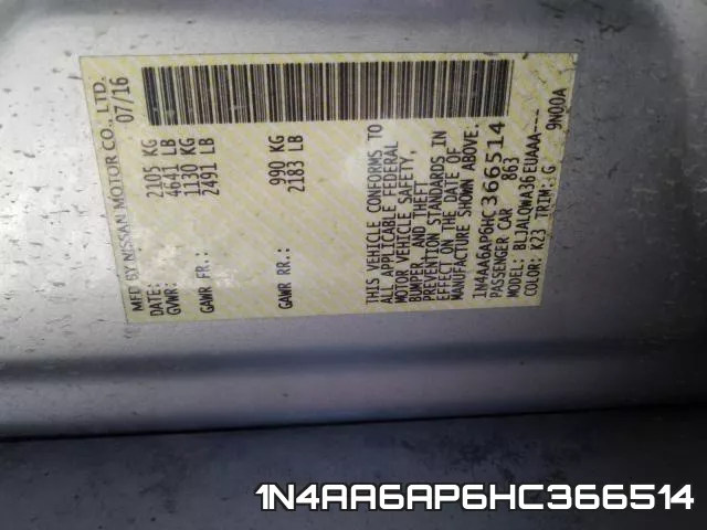 1N4AA6AP6HC366514 фото 2