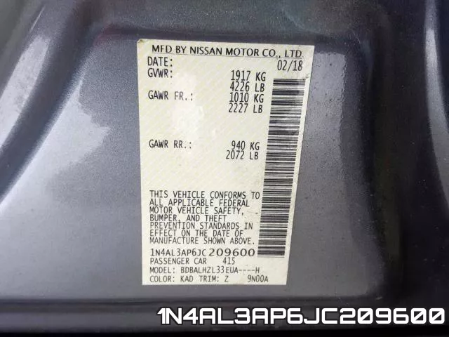 1N4AL3AP6JC209600 фото 2