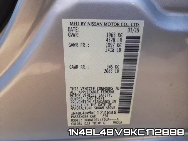1N4BL4BV9KC172888 фото 2
