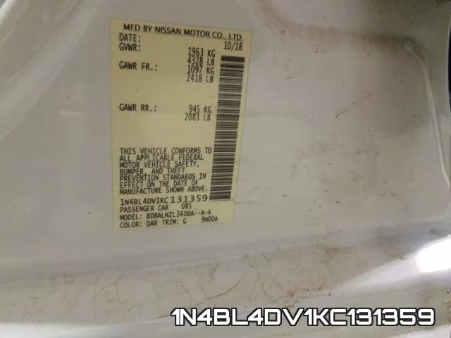 1N4BL4DV1KC131359 фото 2