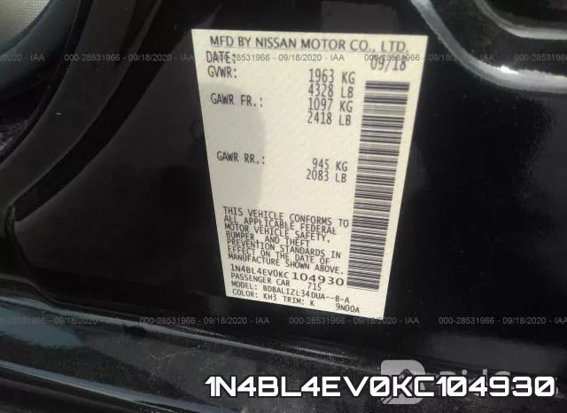 1N4BL4EV0KC104930 фото 10