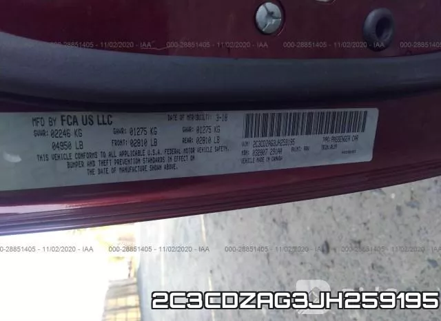 2C3CDZAG3JH259195 фото 9