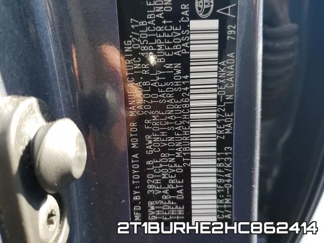 2T1BURHE2HC862414 фото 2