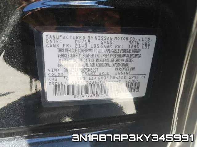 3N1AB7AP3KY345991 фото 2
