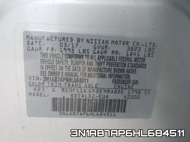 3N1AB7AP6HL684511 фото 2