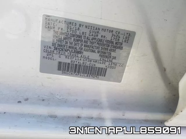 3N1CN7AP1JL859091 фото 2