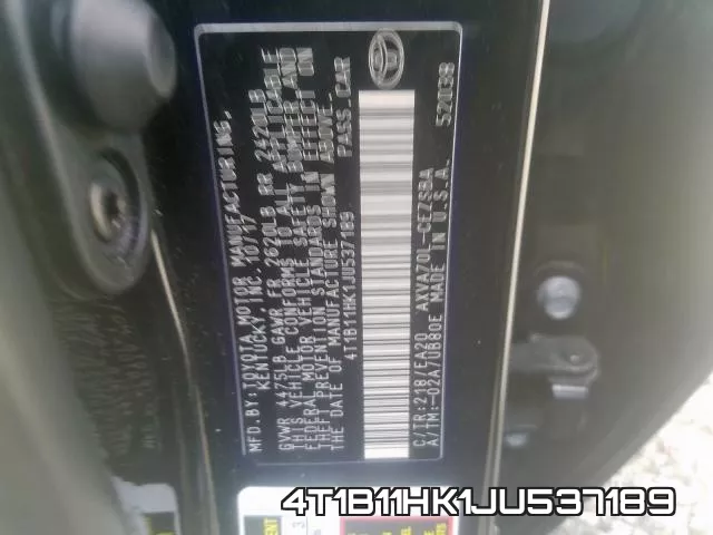 4T1B11HK1JU537189 фото 2