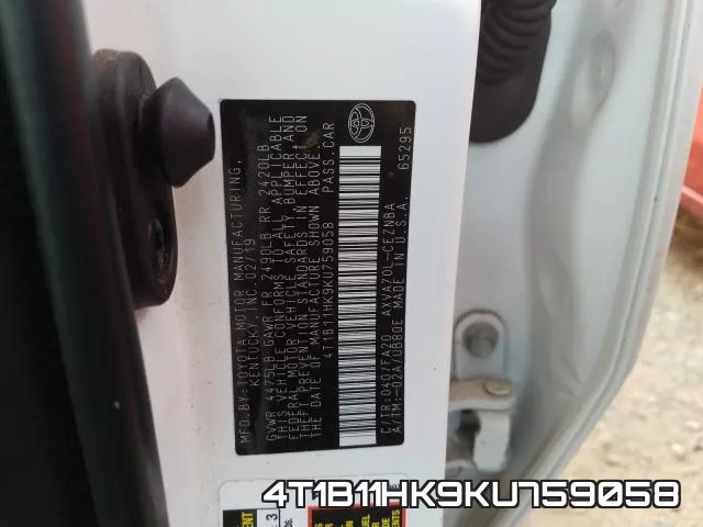 4T1B11HK9KU759058 фото 2
