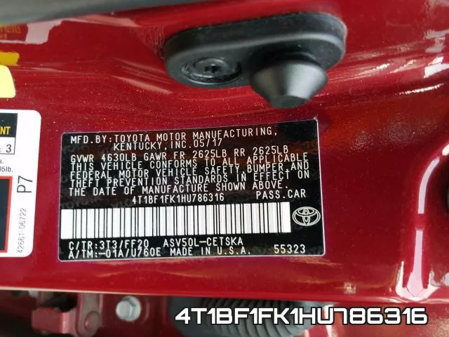 4T1BF1FK1HU786316 фото 2