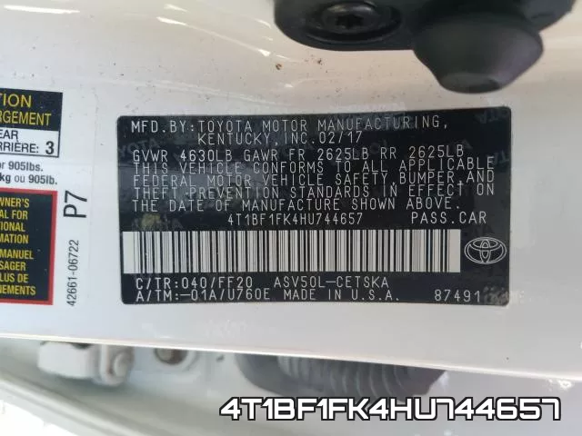 4T1BF1FK4HU744657 фото 2