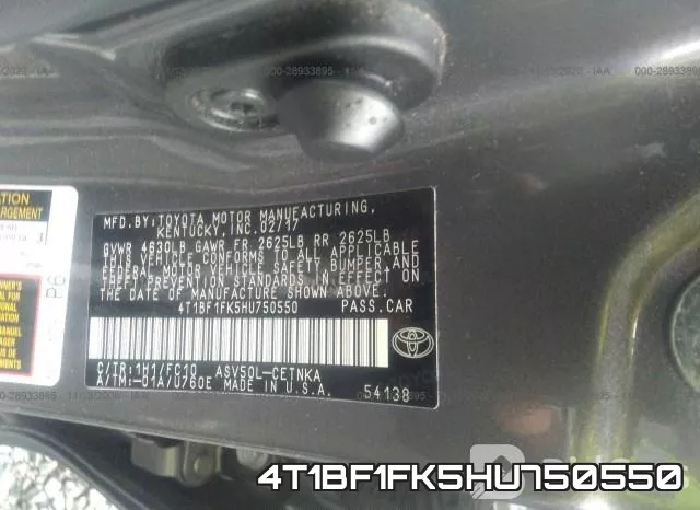 4T1BF1FK5HU750550 фото 10