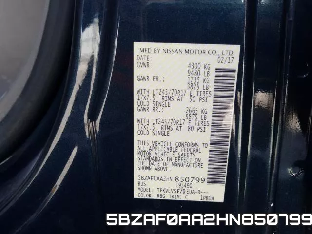5BZAF0AA2HN850799 фото 2