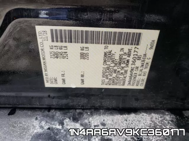 1N4AA6AV9KC360177 фото 2