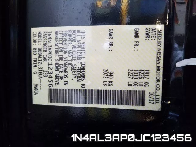 1N4AL3AP0JC123456 фото 2