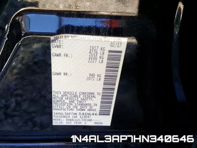 1N4AL3AP7HN340646 фото 2