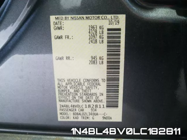 1N4BL4BV0LC182811 фото 2