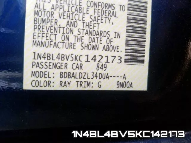 1N4BL4BV5KC142173 фото 2