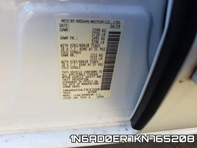 1N6AD0ER7KN765208 фото 2