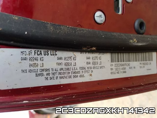 2C3CDZAGXKH741342 фото 2