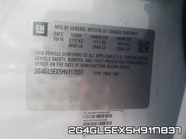 2G4GL5EX5H9117837 фото 2