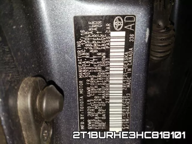 2T1BURHE3HC818101 фото 2