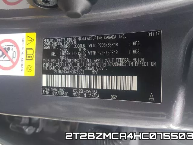 2T2BZMCA4HC075503 фото 2