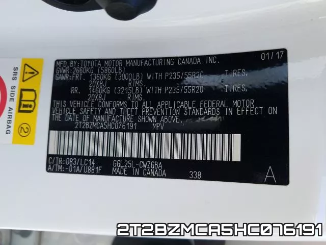 2T2BZMCA5HC076191 фото 2