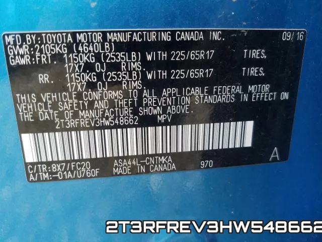 2T3RFREV3HW548662 фото 2