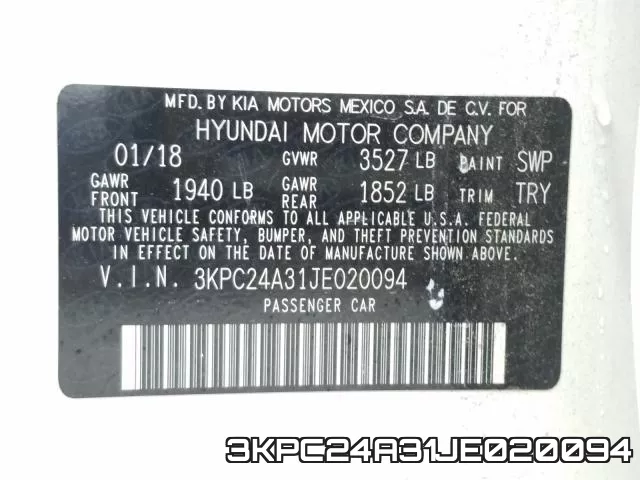 3KPC24A31JE020094 фото 2