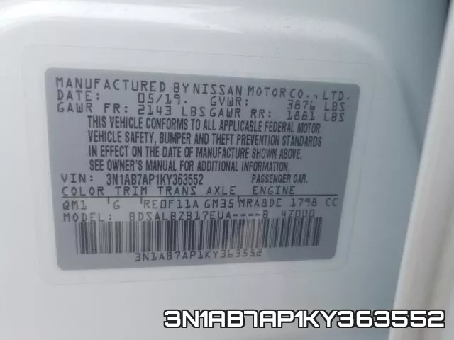 3N1AB7AP1KY363552 фото 2