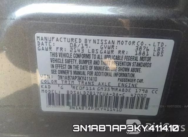 3N1AB7AP3KY411410 фото 10