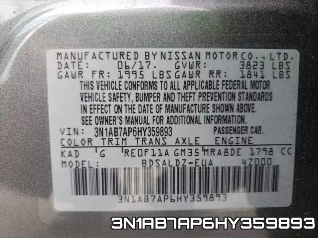 3N1AB7AP6HY359893 фото 2