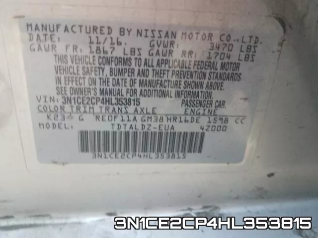 3N1CE2CP4HL353815 фото 2