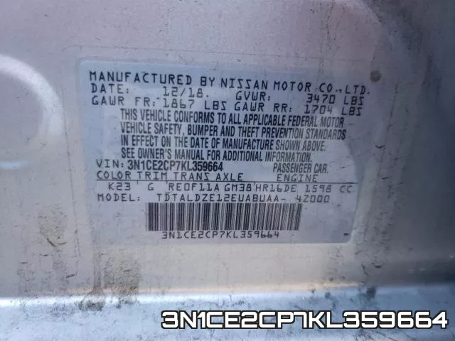 3N1CE2CP7KL359664 фото 2