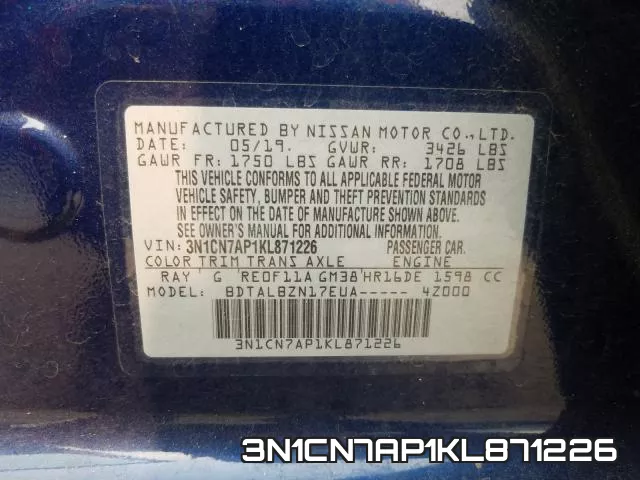 3N1CN7AP1KL871226 фото 2